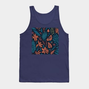 leaves pattern orange and green Tank Top